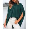 imageBTFBM Women Mock Neck Summer Tops 2025 Spring Batwing Short Sleeve Loose High Low Hem Casual Oversized Blouses ShirtsDark Green