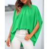 imageBTFBM Women Mock Neck Summer Tops 2025 Spring Batwing Short Sleeve Loose High Low Hem Casual Oversized Blouses ShirtsGrass Green
