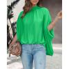 imageBTFBM Women Mock Neck Summer Tops 2025 Spring Batwing Short Sleeve Loose High Low Hem Casual Oversized Blouses ShirtsGrass Green