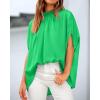 imageBTFBM Women Mock Neck Summer Tops 2025 Spring Batwing Short Sleeve Loose High Low Hem Casual Oversized Blouses ShirtsGrass Green