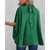 imageBTFBM Women Mock Neck Summer Tops 2025 Spring Batwing Short Sleeve Loose High Low Hem Casual Oversized Blouses ShirtsGreen
