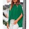 imageBTFBM Women Mock Neck Summer Tops 2025 Spring Batwing Short Sleeve Loose High Low Hem Casual Oversized Blouses ShirtsGreen