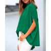 imageBTFBM Women Mock Neck Summer Tops 2025 Spring Batwing Short Sleeve Loose High Low Hem Casual Oversized Blouses ShirtsGreen