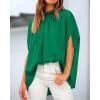 imageBTFBM Women Mock Neck Summer Tops 2025 Spring Batwing Short Sleeve Loose High Low Hem Casual Oversized Blouses ShirtsGreen