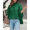 imageBTFBM Women Mock Neck Summer Tops 2025 Spring Batwing Short Sleeve Loose High Low Hem Casual Oversized Blouses ShirtsGreen