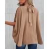 imageBTFBM Women Mock Neck Summer Tops 2025 Spring Batwing Short Sleeve Loose High Low Hem Casual Oversized Blouses ShirtsKhaki