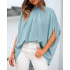 imageBTFBM Women Mock Neck Summer Tops 2025 Spring Batwing Short Sleeve Loose High Low Hem Casual Oversized Blouses ShirtsLight Blue