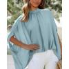 imageBTFBM Women Mock Neck Summer Tops 2025 Spring Batwing Short Sleeve Loose High Low Hem Casual Oversized Blouses ShirtsLight Blue