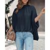 imageBTFBM Women Mock Neck Summer Tops 2025 Spring Batwing Short Sleeve Loose High Low Hem Casual Oversized Blouses ShirtsNavy