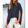 imageBTFBM Women Mock Neck Summer Tops 2025 Spring Batwing Short Sleeve Loose High Low Hem Casual Oversized Blouses ShirtsNavy