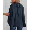 imageBTFBM Women Mock Neck Summer Tops 2025 Spring Batwing Short Sleeve Loose High Low Hem Casual Oversized Blouses ShirtsNavy