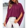 imageBTFBM Women Mock Neck Summer Tops 2025 Spring Batwing Short Sleeve Loose High Low Hem Casual Oversized Blouses ShirtsPurple Red