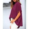 imageBTFBM Women Mock Neck Summer Tops 2025 Spring Batwing Short Sleeve Loose High Low Hem Casual Oversized Blouses ShirtsPurple Red