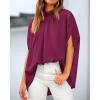 imageBTFBM Women Mock Neck Summer Tops 2025 Spring Batwing Short Sleeve Loose High Low Hem Casual Oversized Blouses ShirtsPurple Red