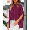 imageBTFBM Women Mock Neck Summer Tops 2025 Spring Batwing Short Sleeve Loose High Low Hem Casual Oversized Blouses ShirtsPurple Red