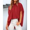 imageBTFBM Women Mock Neck Summer Tops 2025 Spring Batwing Short Sleeve Loose High Low Hem Casual Oversized Blouses ShirtsRed