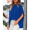 imageBTFBM Women Mock Neck Summer Tops 2025 Spring Batwing Short Sleeve Loose High Low Hem Casual Oversized Blouses ShirtsRoyal Blue