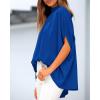 imageBTFBM Women Mock Neck Summer Tops 2025 Spring Batwing Short Sleeve Loose High Low Hem Casual Oversized Blouses ShirtsRoyal Blue