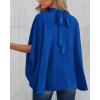 imageBTFBM Women Mock Neck Summer Tops 2025 Spring Batwing Short Sleeve Loose High Low Hem Casual Oversized Blouses ShirtsRoyal Blue