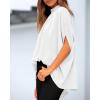imageBTFBM Women Mock Neck Summer Tops 2025 Spring Batwing Short Sleeve Loose High Low Hem Casual Oversized Blouses ShirtsWhite