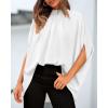 imageBTFBM Women Mock Neck Summer Tops 2025 Spring Batwing Short Sleeve Loose High Low Hem Casual Oversized Blouses ShirtsWhite