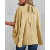 imageBTFBM Women Mock Neck Summer Tops 2025 Spring Batwing Short Sleeve Loose High Low Hem Casual Oversized Blouses ShirtsYellow