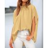 imageBTFBM Women Mock Neck Summer Tops 2025 Spring Batwing Short Sleeve Loose High Low Hem Casual Oversized Blouses ShirtsYellow