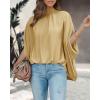 imageBTFBM Women Mock Neck Summer Tops 2025 Spring Batwing Short Sleeve Loose High Low Hem Casual Oversized Blouses ShirtsYellow