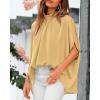 imageBTFBM Women Mock Neck Summer Tops 2025 Spring Batwing Short Sleeve Loose High Low Hem Casual Oversized Blouses ShirtsYellow