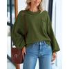 imageBTFBM Womens Lantern Long Sleeve Sweaters 2025 Winter Casual Crewneck Outfits Ribbed Hem Knitwear Fall Pullover TopsArmy Green