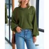 imageBTFBM Womens Lantern Long Sleeve Sweaters 2025 Winter Casual Crewneck Outfits Ribbed Hem Knitwear Fall Pullover TopsArmy Green