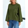 imageBTFBM Womens Lantern Long Sleeve Sweaters 2025 Winter Casual Crewneck Outfits Ribbed Hem Knitwear Fall Pullover TopsArmy Green