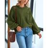 imageBTFBM Womens Lantern Long Sleeve Sweaters 2025 Winter Casual Crewneck Outfits Ribbed Hem Knitwear Fall Pullover TopsArmy Green