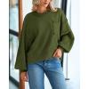 imageBTFBM Womens Lantern Long Sleeve Sweaters 2025 Winter Casual Crewneck Outfits Ribbed Hem Knitwear Fall Pullover TopsArmy Green