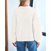 imageBTFBM Womens Lantern Long Sleeve Sweaters 2025 Winter Casual Crewneck Outfits Ribbed Hem Knitwear Fall Pullover TopsBeige White