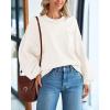imageBTFBM Womens Lantern Long Sleeve Sweaters 2025 Winter Casual Crewneck Outfits Ribbed Hem Knitwear Fall Pullover TopsBeige White
