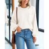 imageBTFBM Womens Lantern Long Sleeve Sweaters 2025 Winter Casual Crewneck Outfits Ribbed Hem Knitwear Fall Pullover TopsBeige White