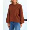 imageBTFBM Womens Lantern Long Sleeve Sweaters 2025 Winter Casual Crewneck Outfits Ribbed Hem Knitwear Fall Pullover TopsBrown Orange