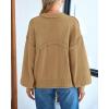 imageBTFBM Womens Lantern Long Sleeve Sweaters 2025 Winter Casual Crewneck Outfits Ribbed Hem Knitwear Fall Pullover TopsKhaki