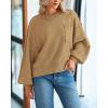 imageBTFBM Womens Lantern Long Sleeve Sweaters 2025 Winter Casual Crewneck Outfits Ribbed Hem Knitwear Fall Pullover TopsKhaki