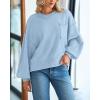 imageBTFBM Womens Lantern Long Sleeve Sweaters 2025 Winter Casual Crewneck Outfits Ribbed Hem Knitwear Fall Pullover TopsLight Blue