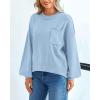 imageBTFBM Womens Lantern Long Sleeve Sweaters 2025 Winter Casual Crewneck Outfits Ribbed Hem Knitwear Fall Pullover TopsLight Blue