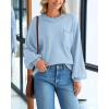 imageBTFBM Womens Lantern Long Sleeve Sweaters 2025 Winter Casual Crewneck Outfits Ribbed Hem Knitwear Fall Pullover TopsLight Blue