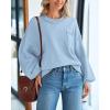 imageBTFBM Womens Lantern Long Sleeve Sweaters 2025 Winter Casual Crewneck Outfits Ribbed Hem Knitwear Fall Pullover TopsLight Blue