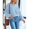 imageBTFBM Womens Lantern Long Sleeve Sweaters 2025 Winter Casual Crewneck Outfits Ribbed Hem Knitwear Fall Pullover TopsLight Blue