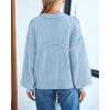 imageBTFBM Womens Lantern Long Sleeve Sweaters 2025 Winter Casual Crewneck Outfits Ribbed Hem Knitwear Fall Pullover TopsLight Blue