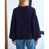 imageBTFBM Womens Lantern Long Sleeve Sweaters 2025 Winter Casual Crewneck Outfits Ribbed Hem Knitwear Fall Pullover TopsNavy