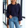 imageBTFBM Womens Lantern Long Sleeve Sweaters 2025 Winter Casual Crewneck Outfits Ribbed Hem Knitwear Fall Pullover TopsNavy