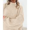 imageBTFBM Womens Long Pullover Sweaters 2025 Fall Winter Mock Neck Long Sleeve Thick Oversized Casual Knitted Jumper TopsApricot