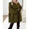 imageBTFBM Womens Long Pullover Sweaters 2025 Fall Winter Mock Neck Long Sleeve Thick Oversized Casual Knitted Jumper TopsArmy Green